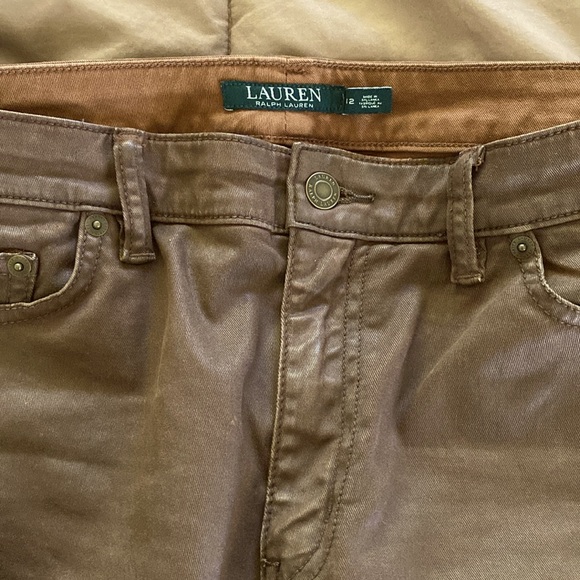 RALPH LAUREN COATED JEANS SIZE 12 DARK BROWN NWOT - Picture 3 of 4